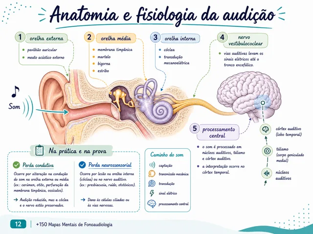 Mindmap Anatomie en Fysiologie van het Gehoor