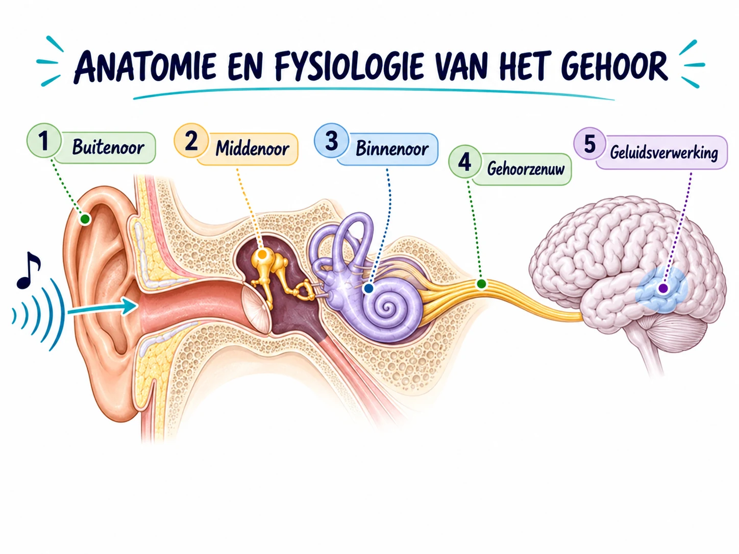 Mindmap Anatomie en Fysiologie van het Gehoor
